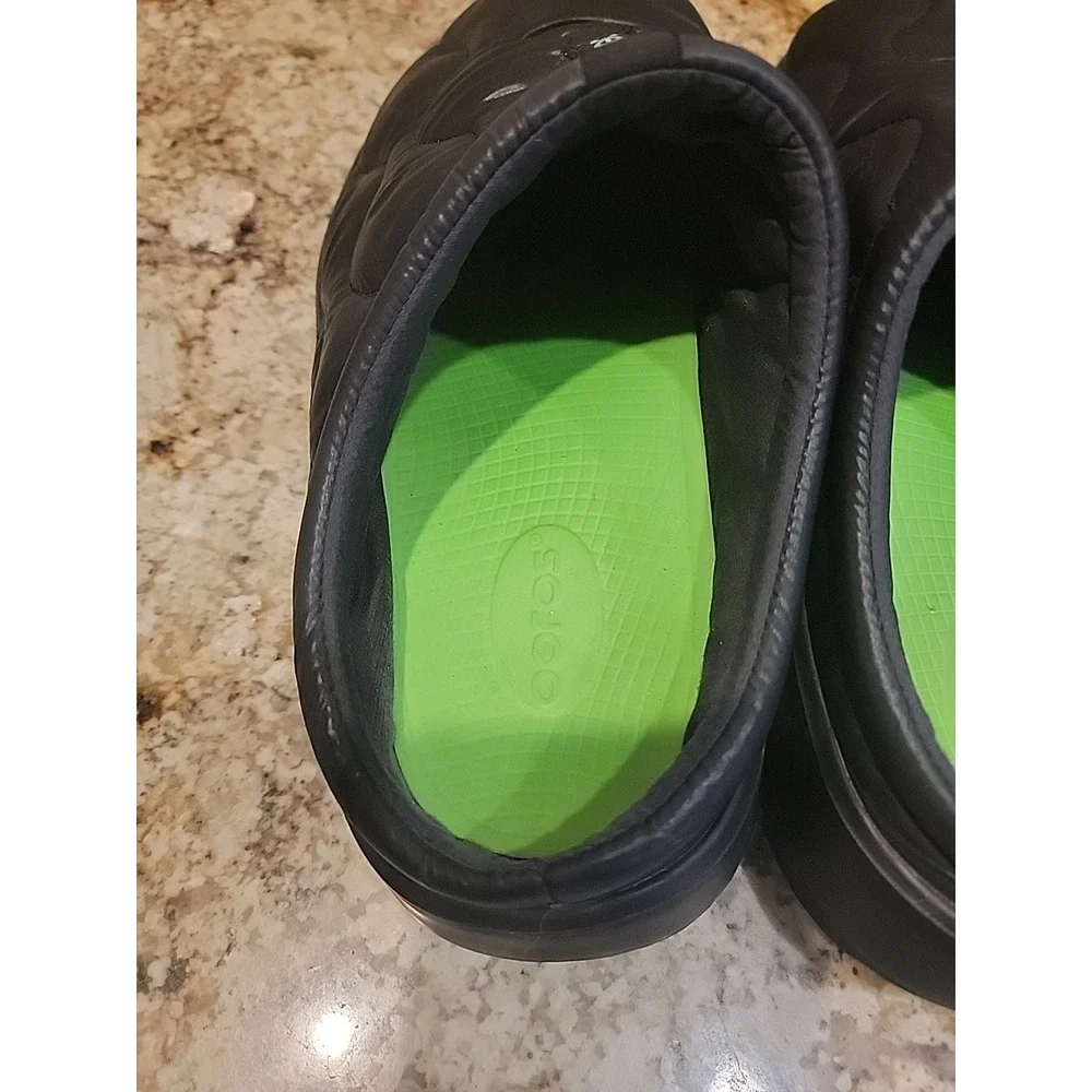 OOFOS OOcoozie Thermo Mule Men's Recovery Shoes Black & Alpine Moss Size 11.5